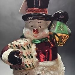 Celebrations RADKO Snowman Glass Ornament. 2010. NEW