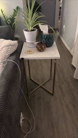 Marble Top Side Table Gold X-Base