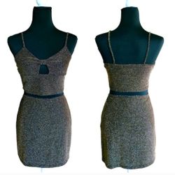 2 Piece Set/ Just Polly New York Sparkle Crop Tank Top and Skirt.