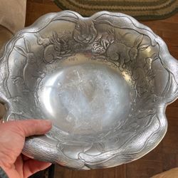 Arthur Court Aluminum Bunny Rabbit Bowl 1989 Vintage