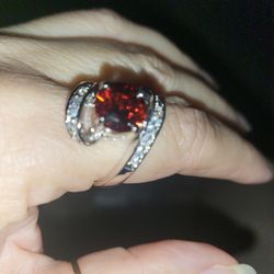 RUBY SILVER RING SIZE 8