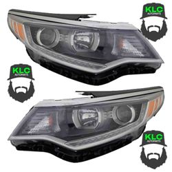 For 2016 2017 2018 Kia Optima Headlight Assembly Halogen with LED Daytime Running Lamp Left Right Pair