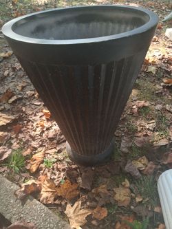 Large Black Fluted Outdoor Planter