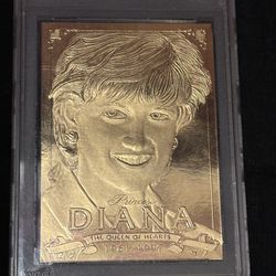 Princess Diana collectors card in 24 karat gold dipped
