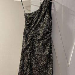 Black With Gold Sequin One Shoulder Strap Homecoming Dress, Arden B Brand, Size Small S