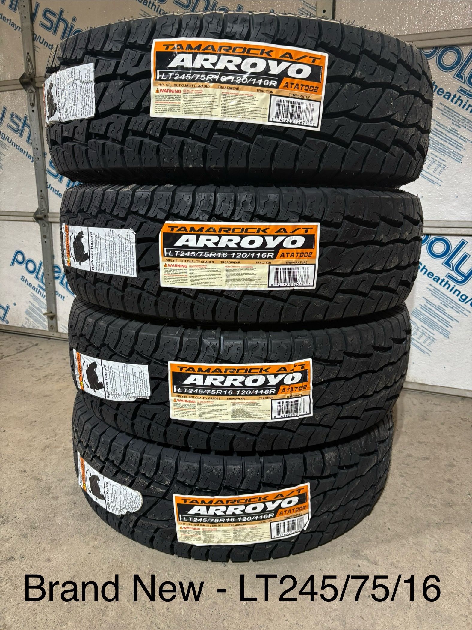 (4) - LT245/75/16 Arroyo Tamarock A/T Tires