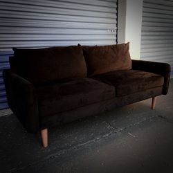 Black Mid Century Modern Microfiber Sofa