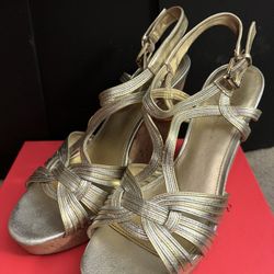 Ivanka Trump Gold Multi Leather Women’s Wedges