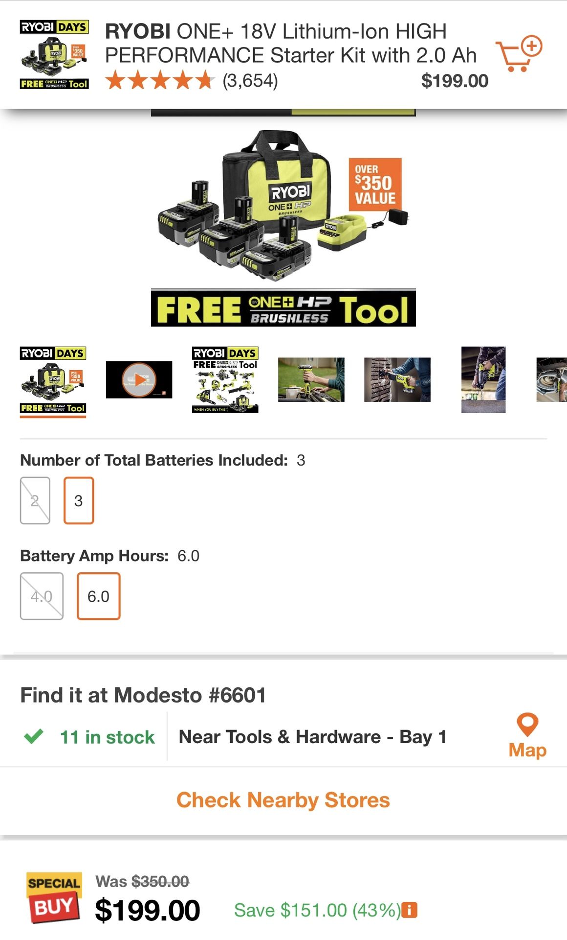 RYOBI ONE+ 18V Lithium Ion HIGH PERFORMANCE Starter Kit with