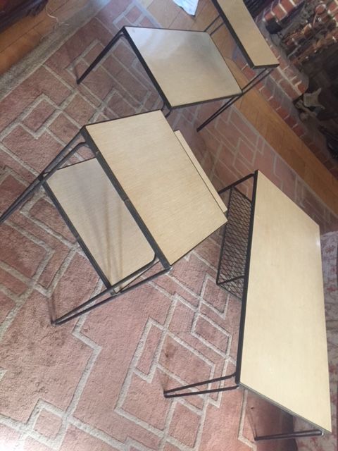 MID CENTURY COFFEE TABLE AND TWO END TABLES