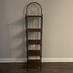 Metal And Wicket Shelving Unit