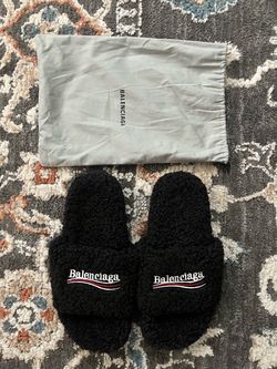 Balenciaga Furry Slide Slippers Black