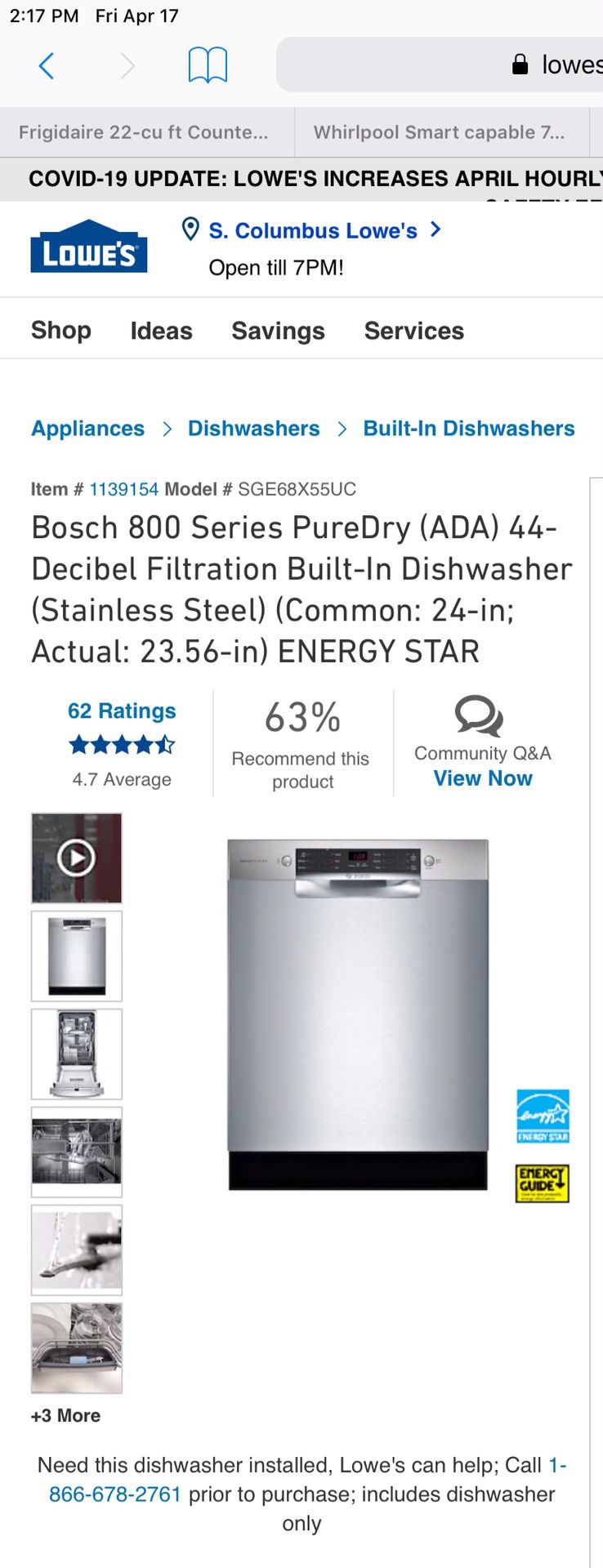 Bosch dishwasher $575 by appointment