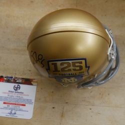 Notre Dame Signed Mini Helmet / 125 year logo Manti Te'o W Global Authentics COA. 