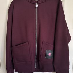 Coach X Champion Super Fleece Zip Hoodie Burgundy 