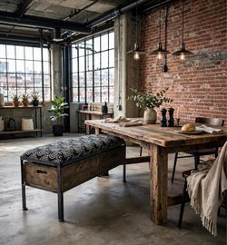 Rustic industrial bench