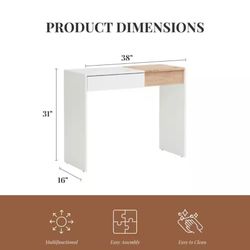 Vanity Desk With 1 Drawer And Pop Up Mirror