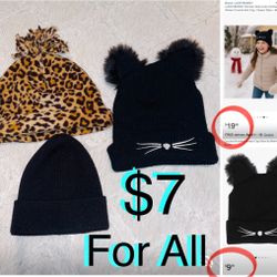 $7 for all Bundle of winter hats in great condition 2 one size fit all the other is kids size