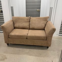 2-Seater Tan Loveseat Couch – Living Room Sofa