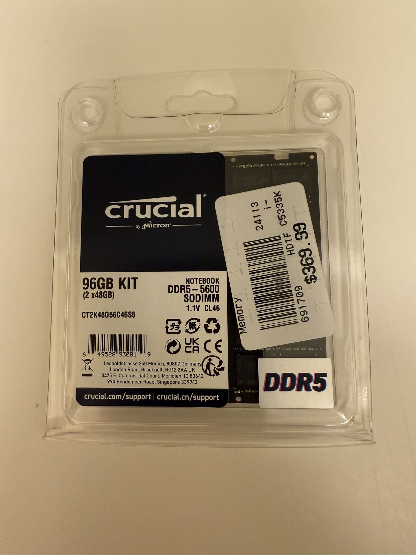 Crucial 96GB Kit (2x48GB) DDR5 RAM SODIMM 5600 MHz