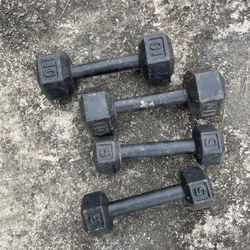 10 Pound And 5 Pound Metal Dumbbell Set 