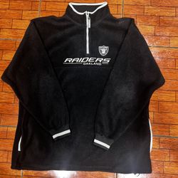Crazy vintage 90's Oakland Raiders Quarter zip fleece pull over,