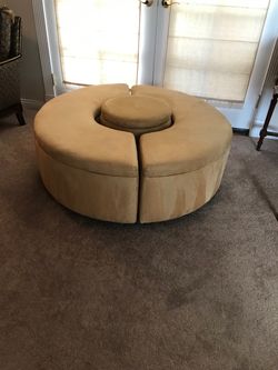 Round Storage Ottoman Set with Nested Center Piece