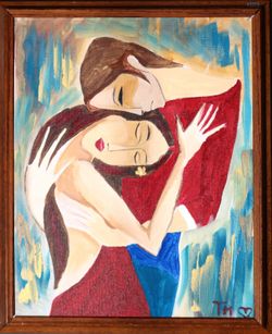 The Couple framed acrylic painting original artwork