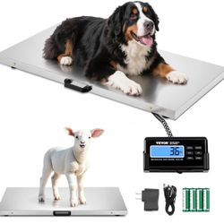 VEVOR 880Lbs x 0.2Lbs Livestock Scale Shipping Scales Large Platform 40.6x20.9Inch Stainless Steel Vet Scale Industrial Floor Scale Large Animal Dog P