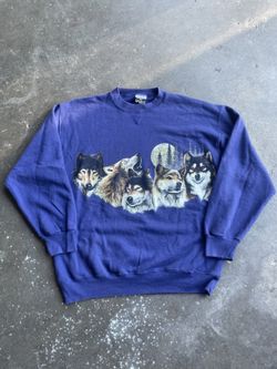 VTG Wolfpack Crewneck Sweatshirt Mens XL 90s Wolves Nature Double Sided USA Made