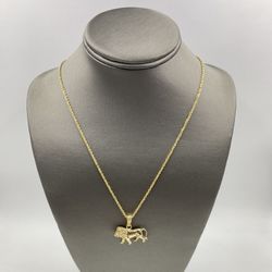 14KT YELLOW GOLD 20” ROPE CHAIN 1.50MM 4.9GR W/ 14KT YELLOW GOLD LION CHARM 4.2GR