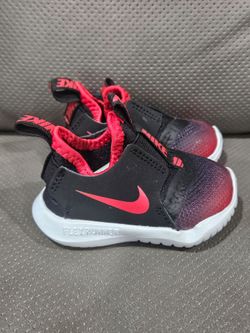New Nike Toddler Flex Runner Slip On Shoe Size 2 C Red Black Sneakers