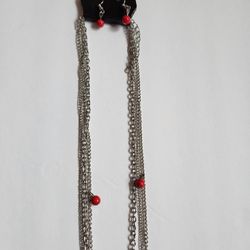 Paparazzi Red Earrings And Necklace Set 