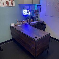 Office Desk With File Cabinet + Drawers Like New! 