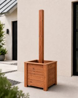 Custom Cedar Planter with Post — Built to Order