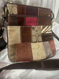 Vintage Coach Suede Patchwork Cross Bag