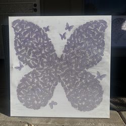 Lavender butterfly canvas wall art