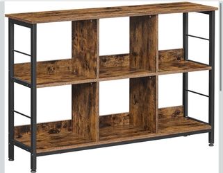 Industrial Rustic Bookshelf with Metal Frame