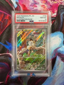 2025 POKEMON PFL EN-PHANTASMAL FLAMES ILLUSTRATION RARE #106 MEOWTH PSA 10