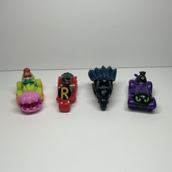 Vintage Lot 4 DC Comics Character Vehicle Toys Batman Robin Catwoman Poison Ivy