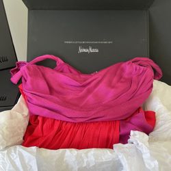 AMUR COCKTAIL DRESS Coral Purple PERSEY Mermaid Straps Size 8 PRE OWNED EXCELLENT FROM SAKS FIFTH AVENUE 