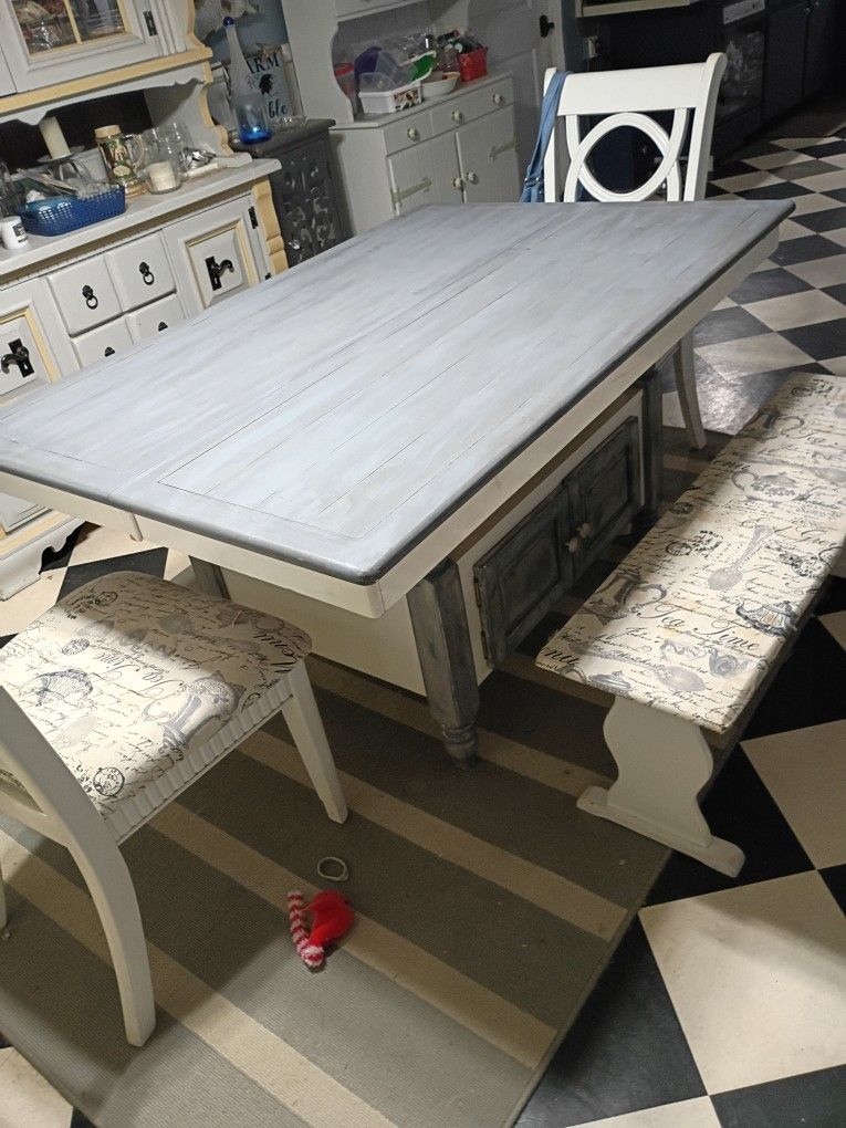 Kitchen Table, Built In Leaf & Cabinet