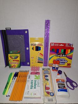 Pencil pouch with school supplies