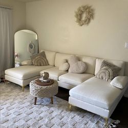 Sofa Couch Sectional Modular Modern U Shape Creamy White