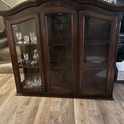 “Antique” Hutch with Glass Shelves and Lighting