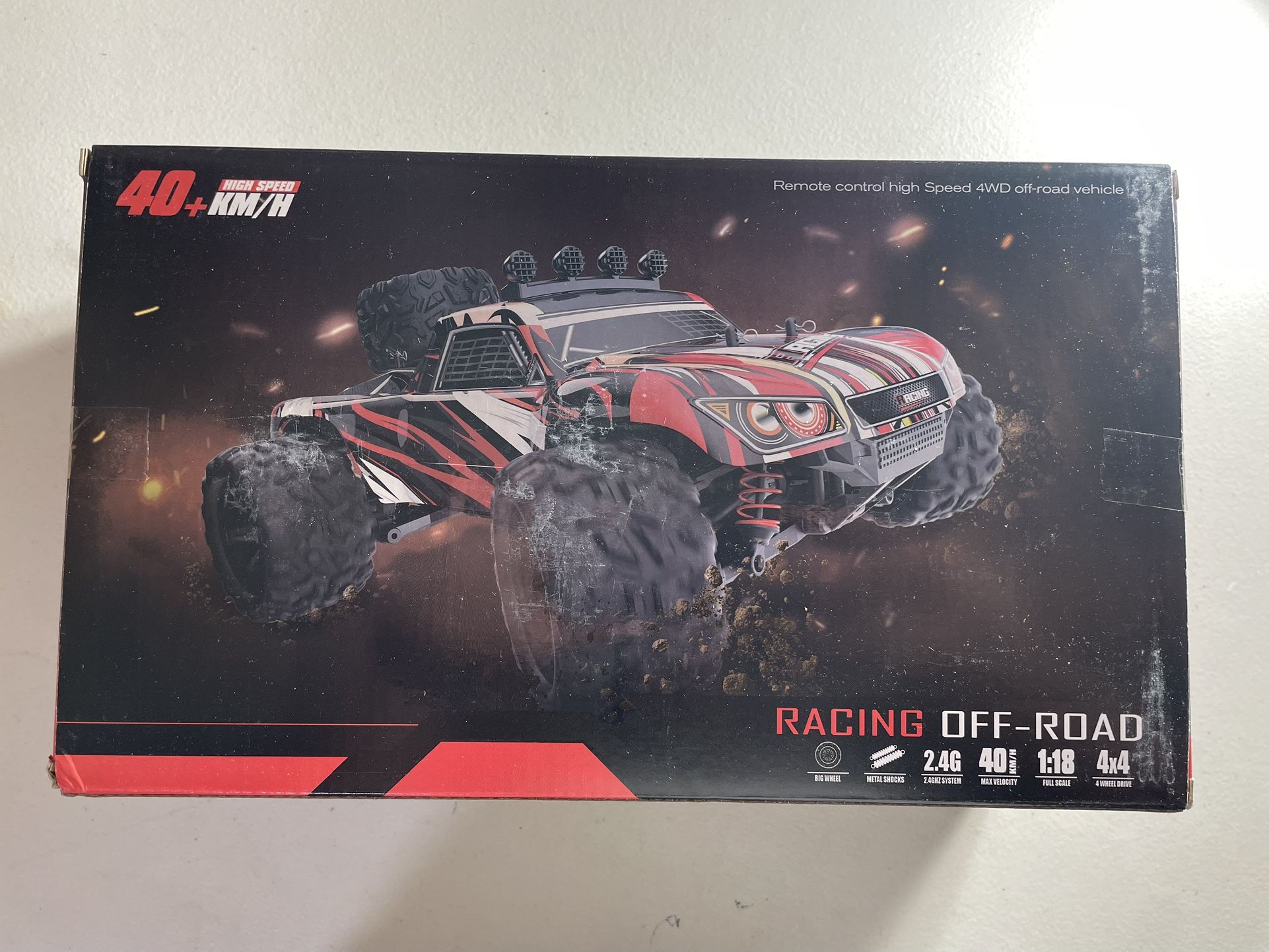 Remote Control Car - 1/18 Scale RC Cars for Adults & Kids, IPX4 Waterproof 40KM/H 4X4 Off Road Truck, 2.4GHz Remote Control, 4WD All Terrain Vehicle w