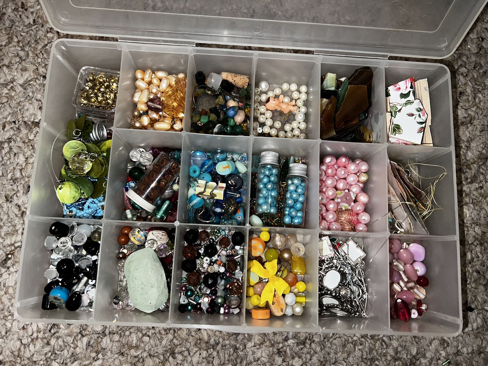 Lot of various jewelry making beads glass plastic metal beads see pics