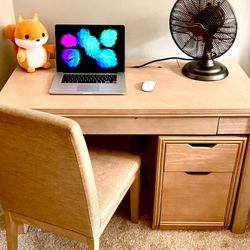 Computer Desk Solid Light Wood With Free Matching Chair 