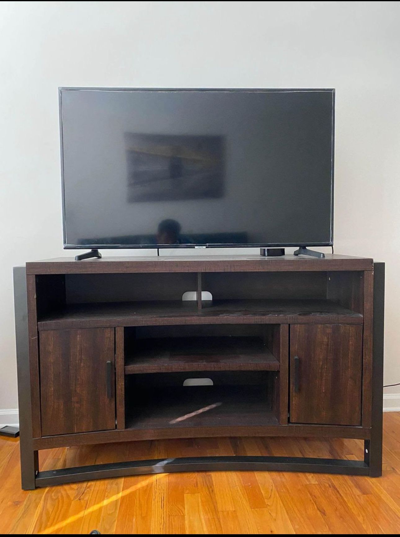 Furniture - TV Console for Most Flat-Panel Enhance your storage options TVs Up to 60" - Medium Brown