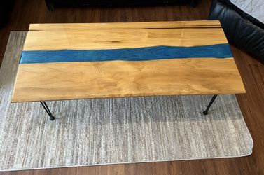 Handcrafted Solid Wood & Resin Coffee / Living Room Table